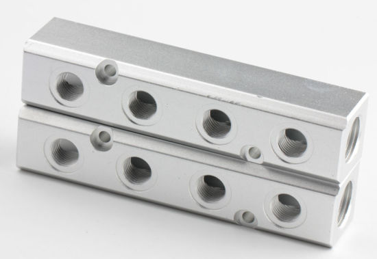 Xhnotion Four-Station Aluminum Pneumatic Manifold with 1/2′′bspp Inlet, 1/4′′bspp Outlet