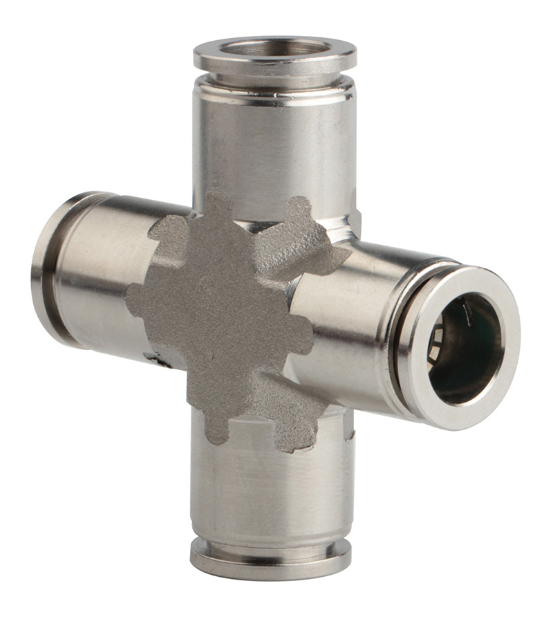 Union Cross (SSPZA) Stainless Steel SS316L Fittings Air Push in Fitting Metal Sleeve Cross-Shaped Push Pipe Connector