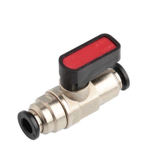 Miniature Push in Brass Ball Valve with Polished Chrome