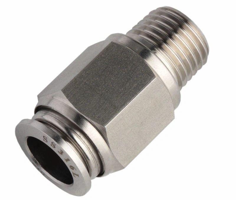 Stainless Steel 316 Push-to-Connect Fitting AISI316 Quick Connector 16mm X 1/2"NPT Adapter